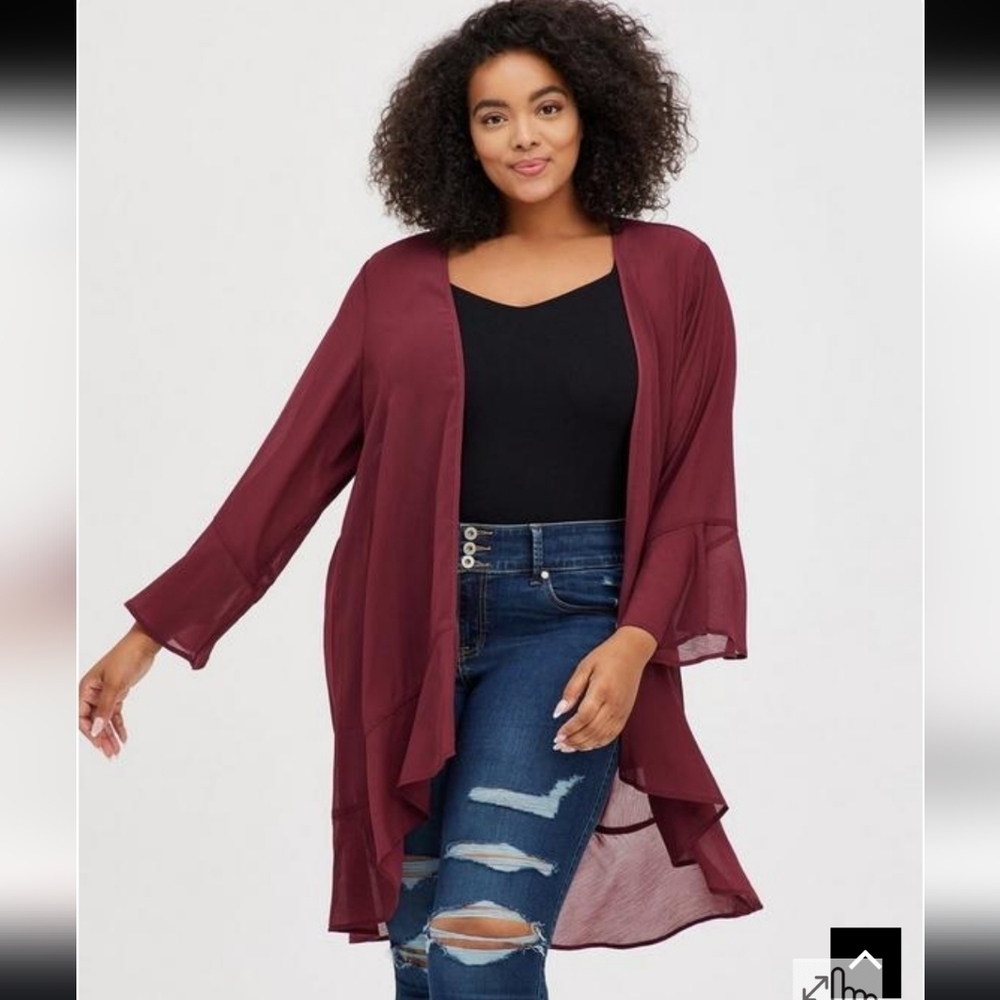Torrid Chiffon Tulip Sleeve Kimono